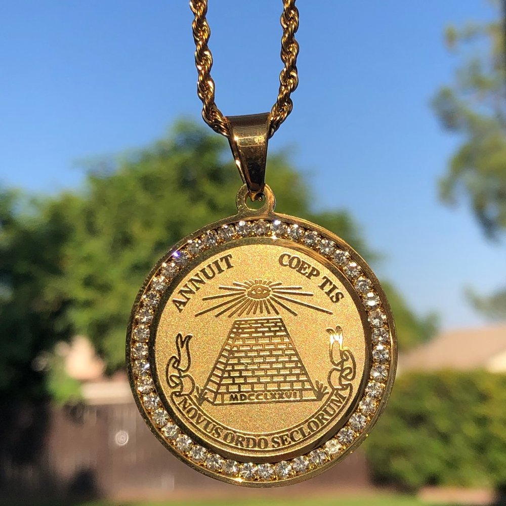 14 k gold finish s.s medallion chain 24"